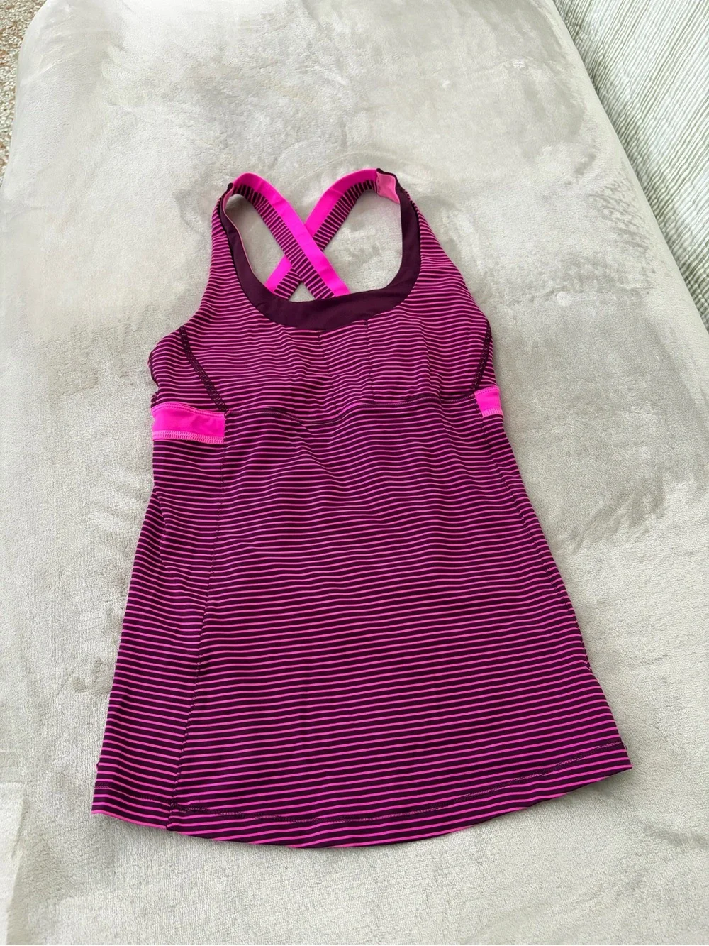 lululemon athletica Striped Swim One-Piece in Fuchsia and Dark Berry